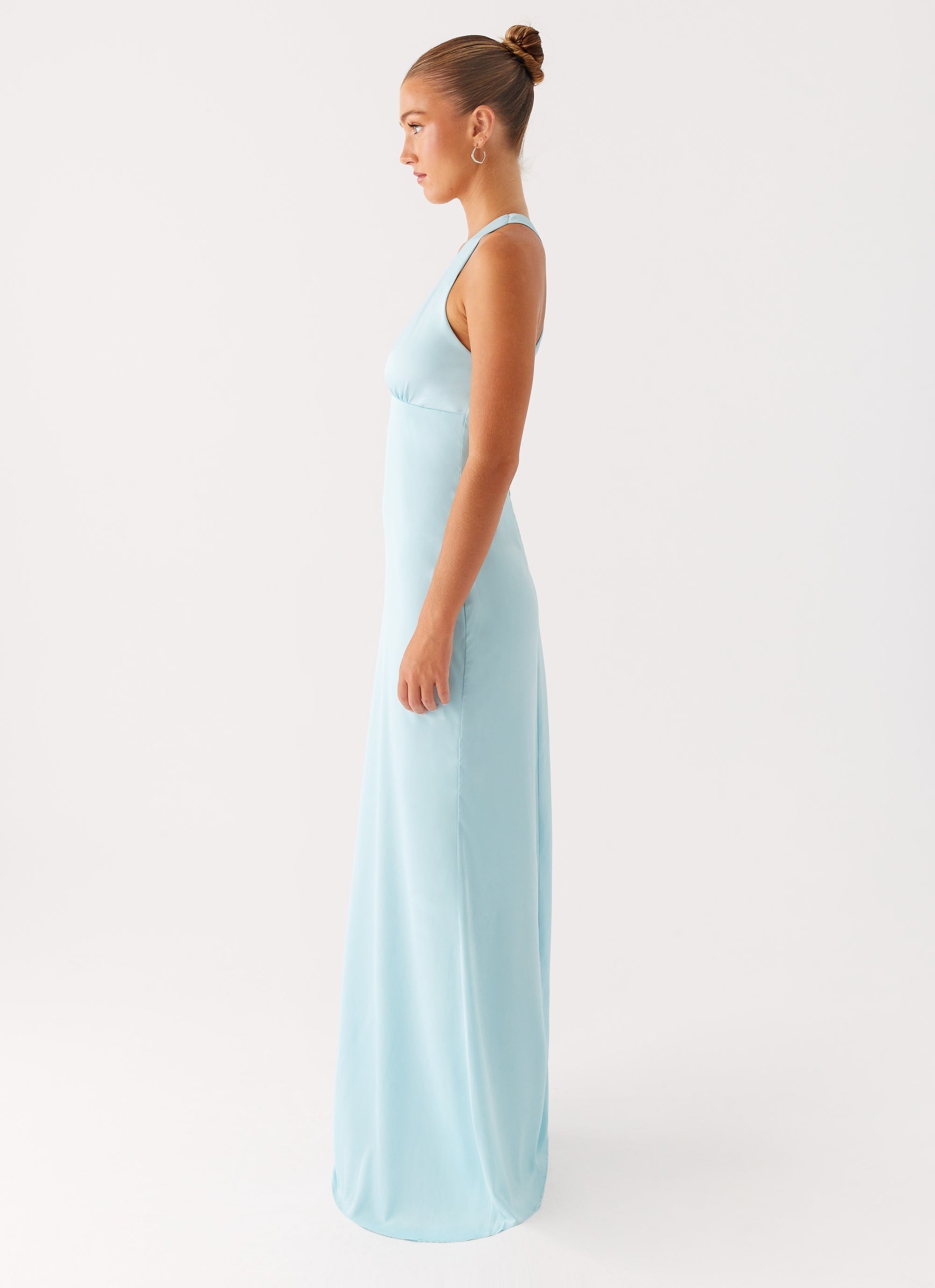 Desi Maxi Dress - Mint Satin Halterneck
