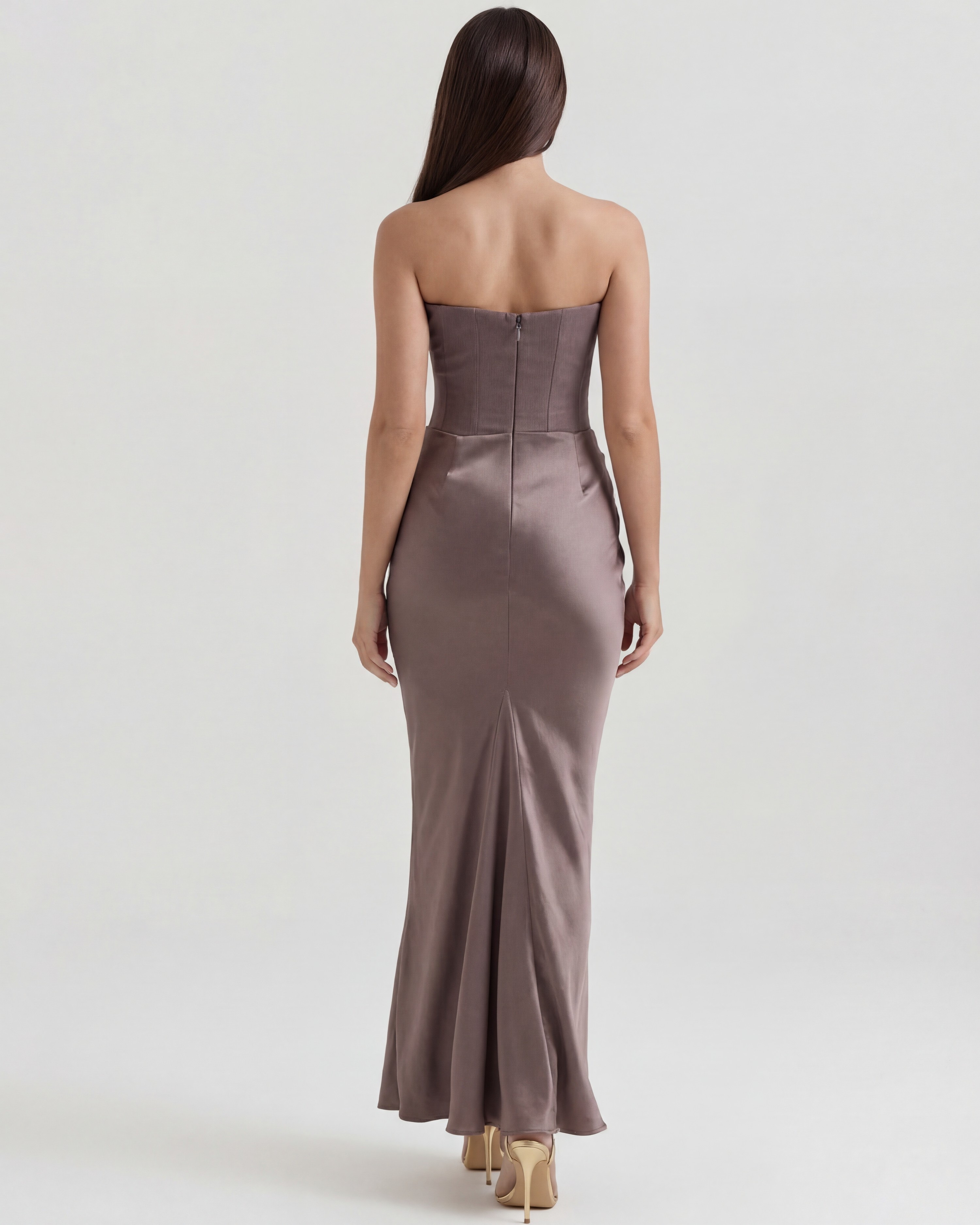 Almond Muse Style, Stretch Crepe Boned Bodice, Glamorous Events