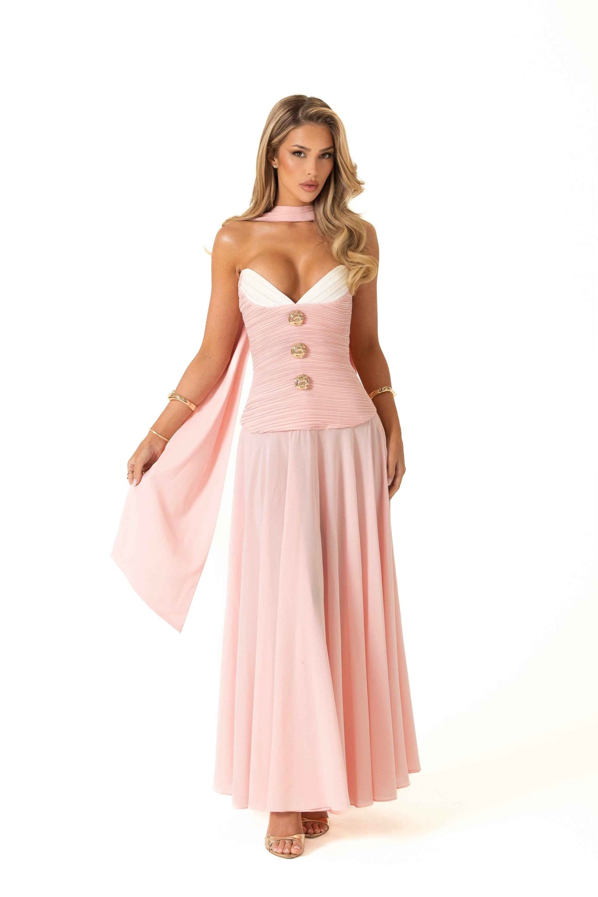 Isabella Mini Dress - Baby Pink Strapless Sweetheart