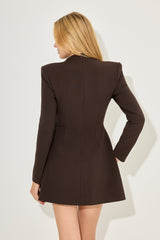 Tailored High Neck Mini Evening Dress - Black