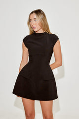 Odd Muse Fitted High Neck Mini Cocktail Dress - Black
