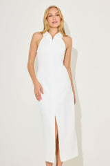 Sharp Collar Button Down Maxi Summer Dress - Blue