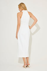 Sharp Collar Button Down Maxi Summer Dress - Blue