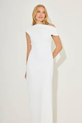 Odd Muse Draped Cowl Neck Maxi Evening Dress - White