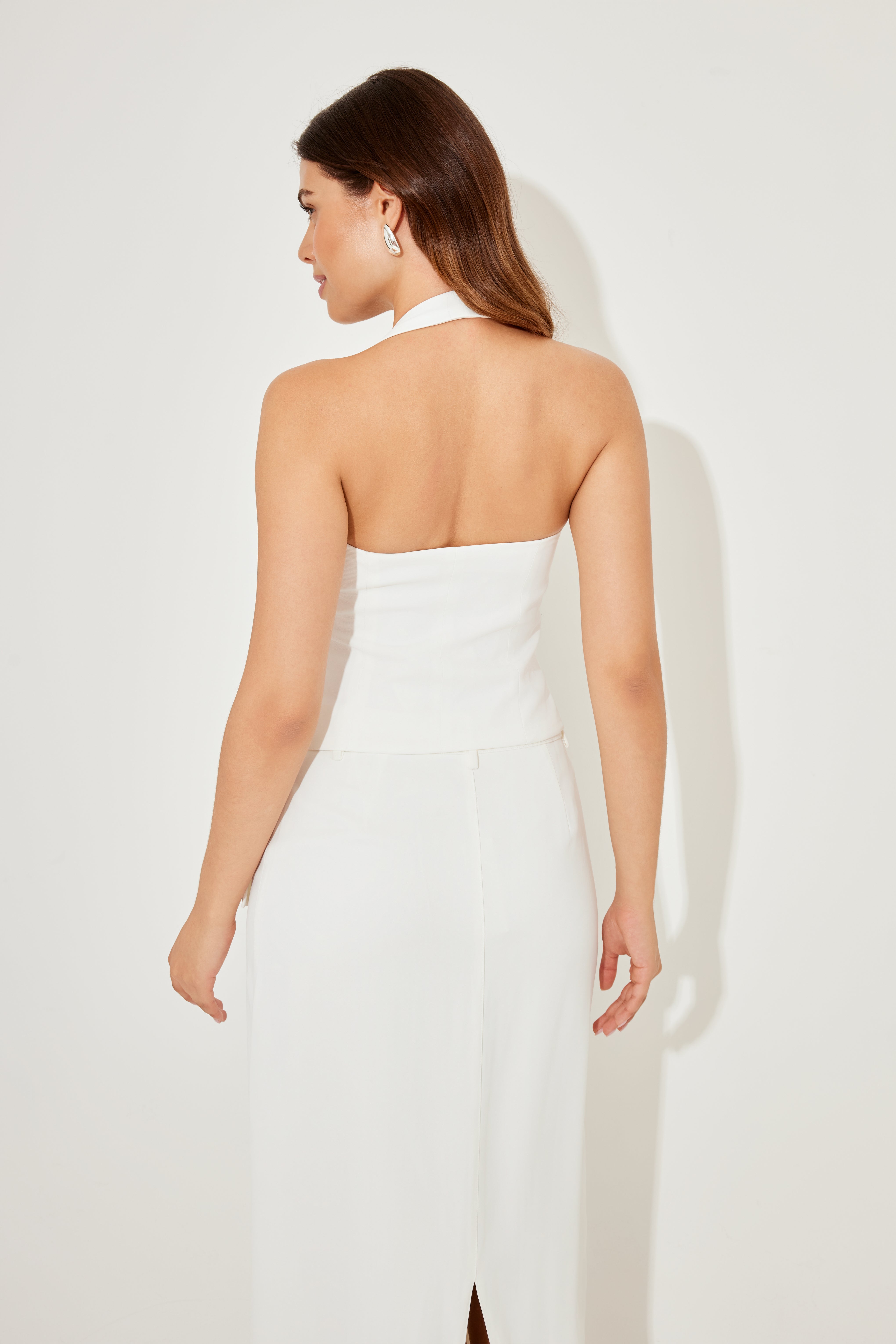 Classic Structured Sleeveless Mini Summer Dress - White