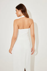 Classic Structured Sleeveless Mini Summer Dress - White