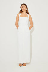 Classic Structured Sleeveless Mini Summer Dress - White