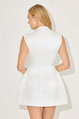 Muse Satin Ruched Mini Wedding Dress - White