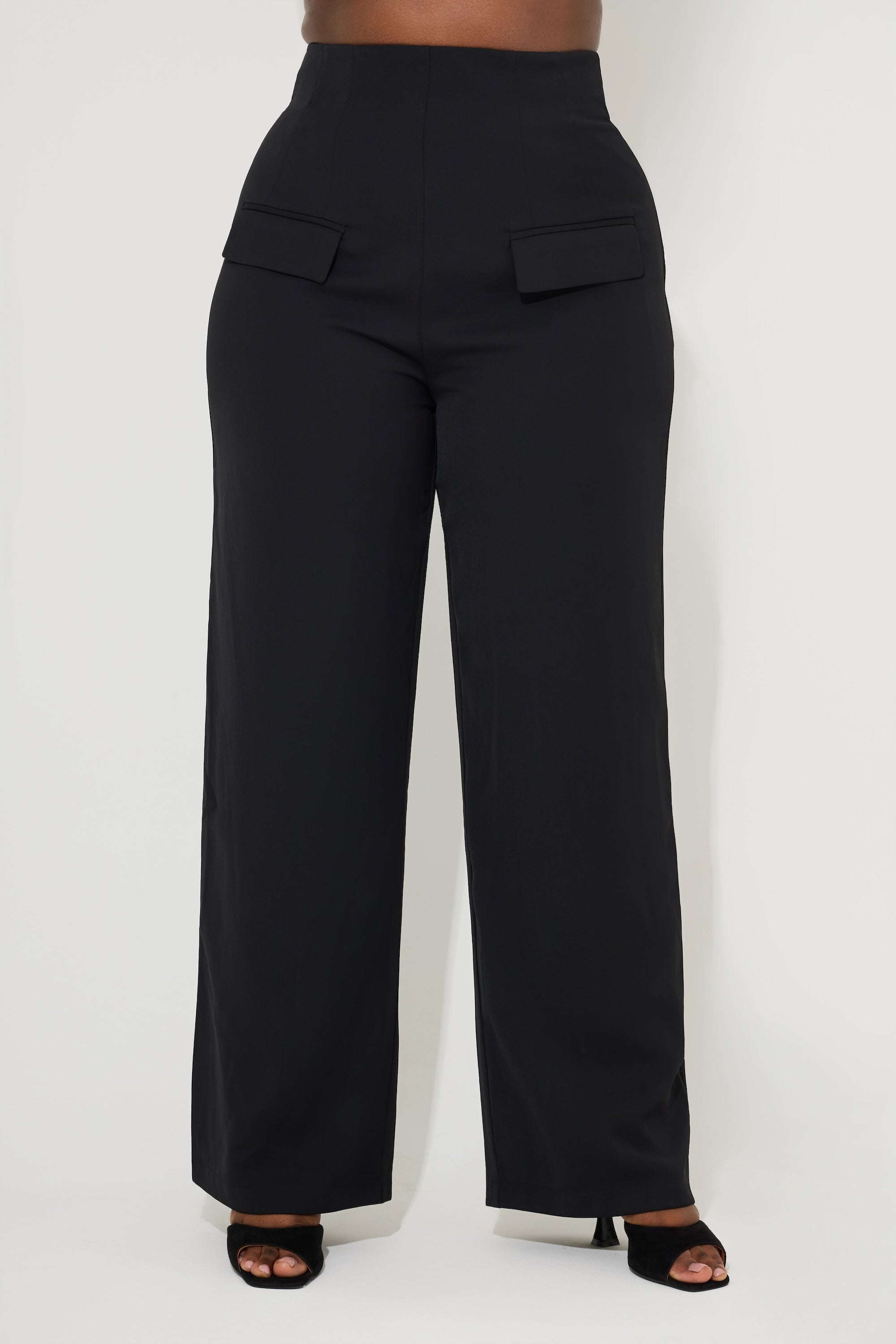 High Waist Pleated Maxi Evening Dress - Black