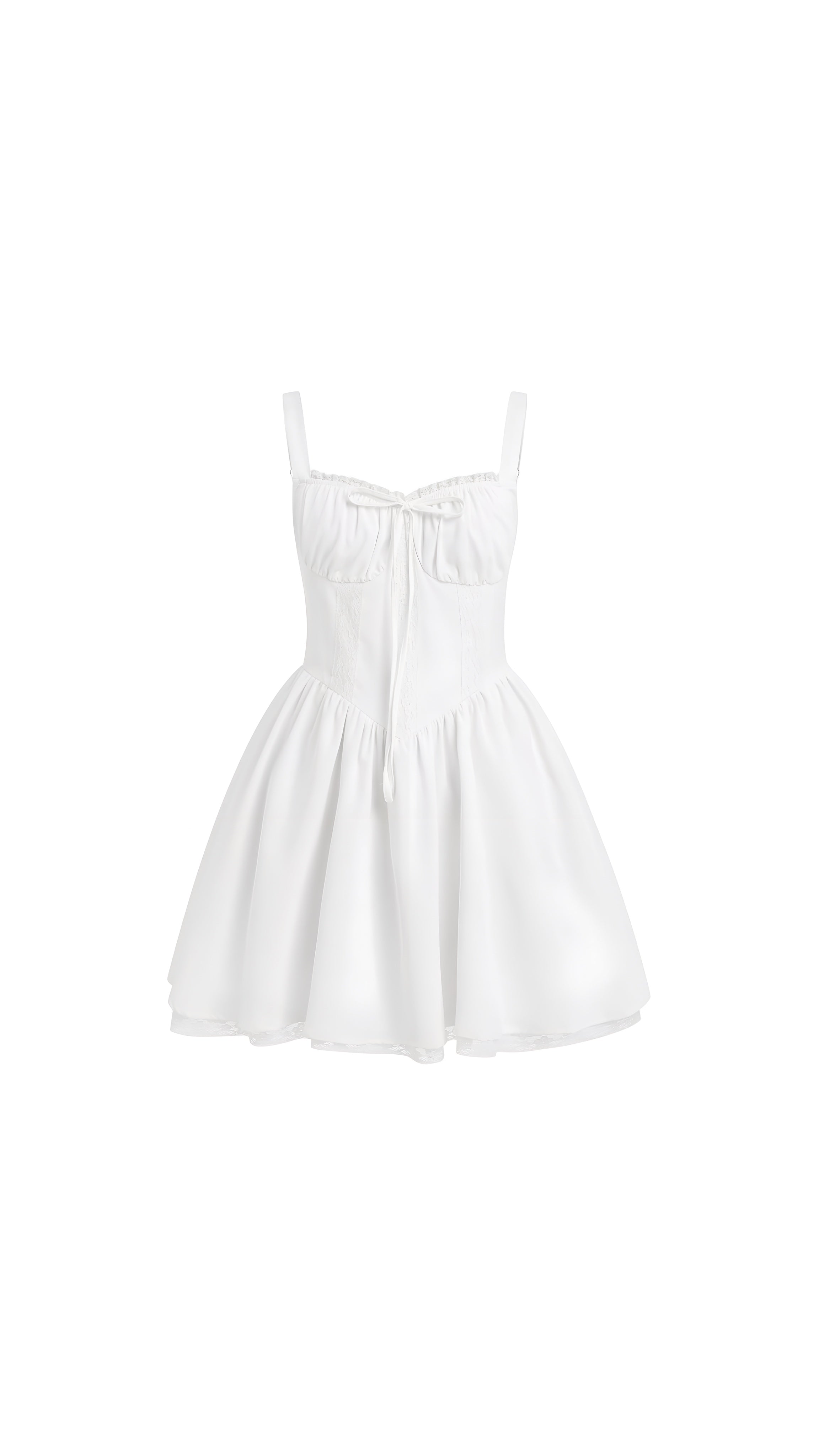 Zahra Red and White Lace-Trimmed Mini Dress