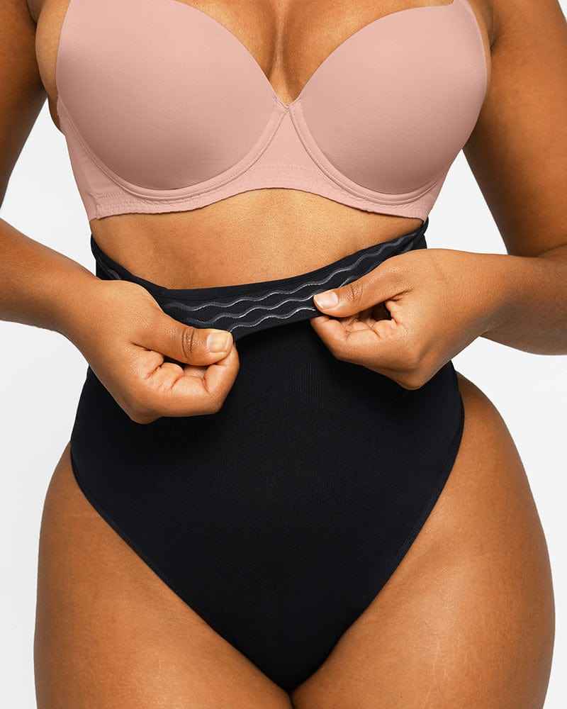 Bare Essentials Eco Seamless Thong - Black High Waist