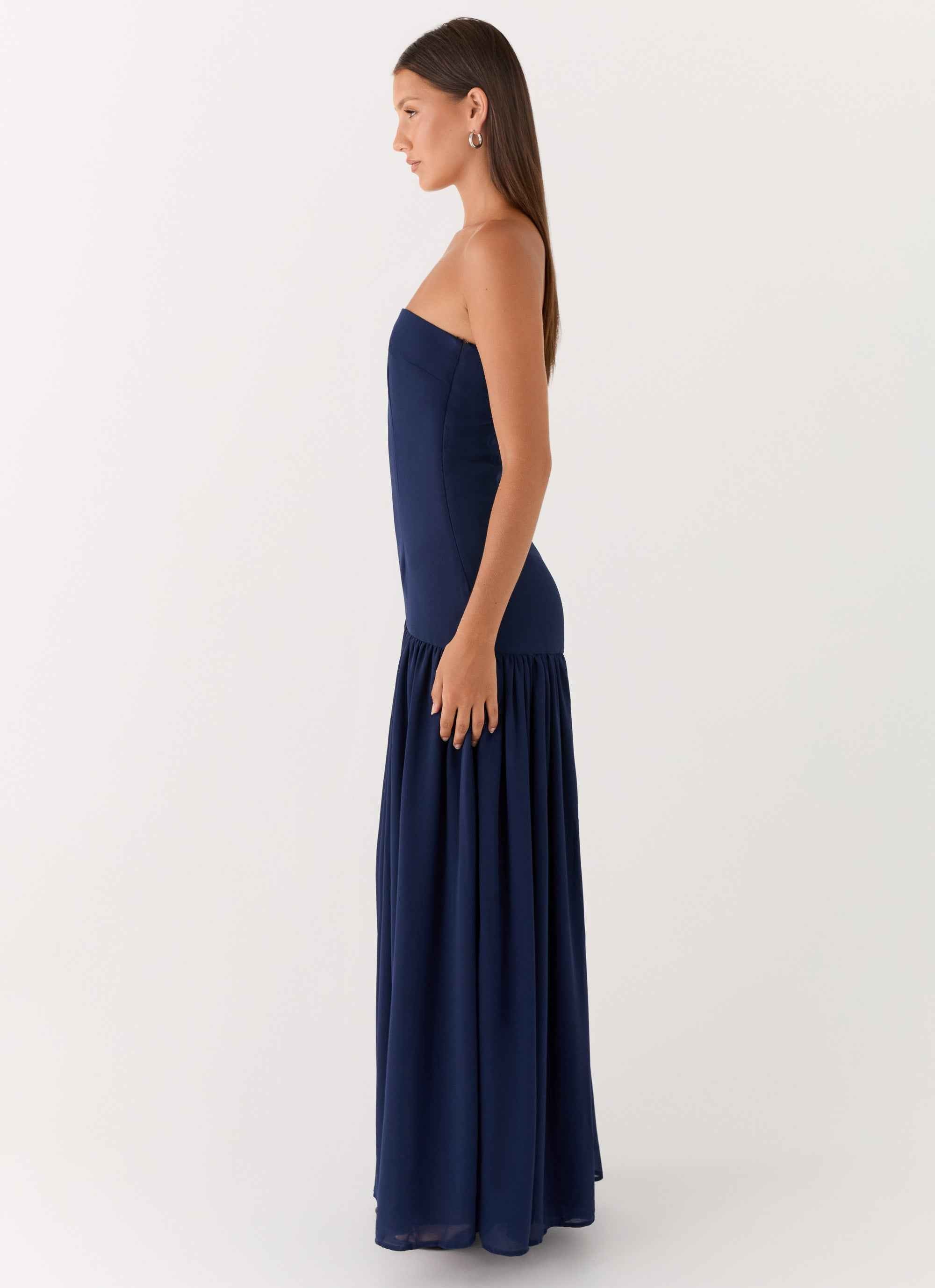 Eden Maxi Dress - Navy Strapless Chiffon
