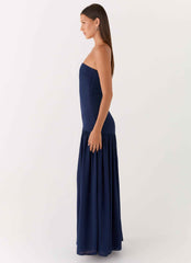 Eden Maxi Dress - Navy Strapless Chiffon