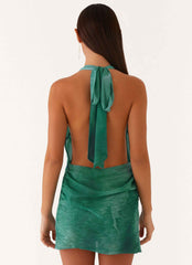 Eleanora Mini Dress - Green Tie Dye Plunge