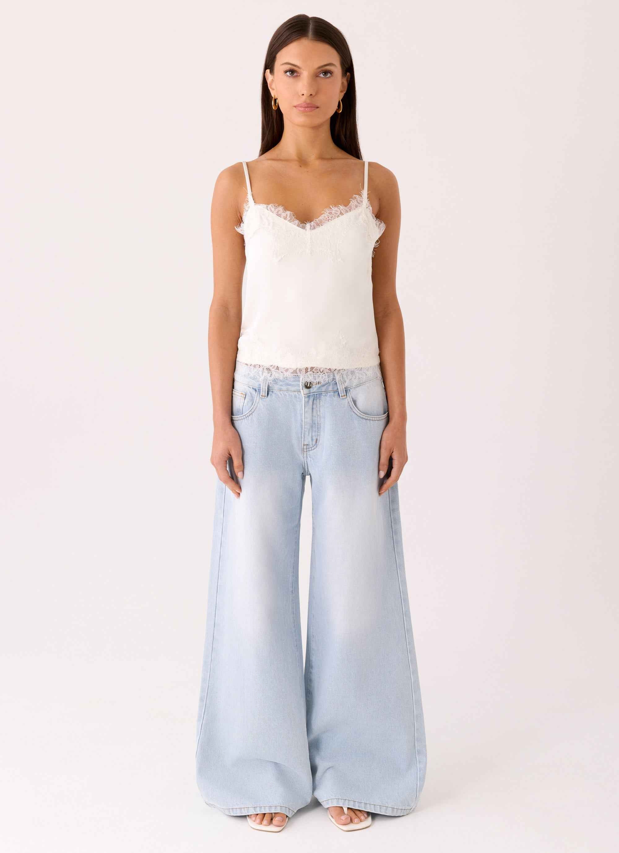 Ellora Mini Cami Top - Ivory Lace
