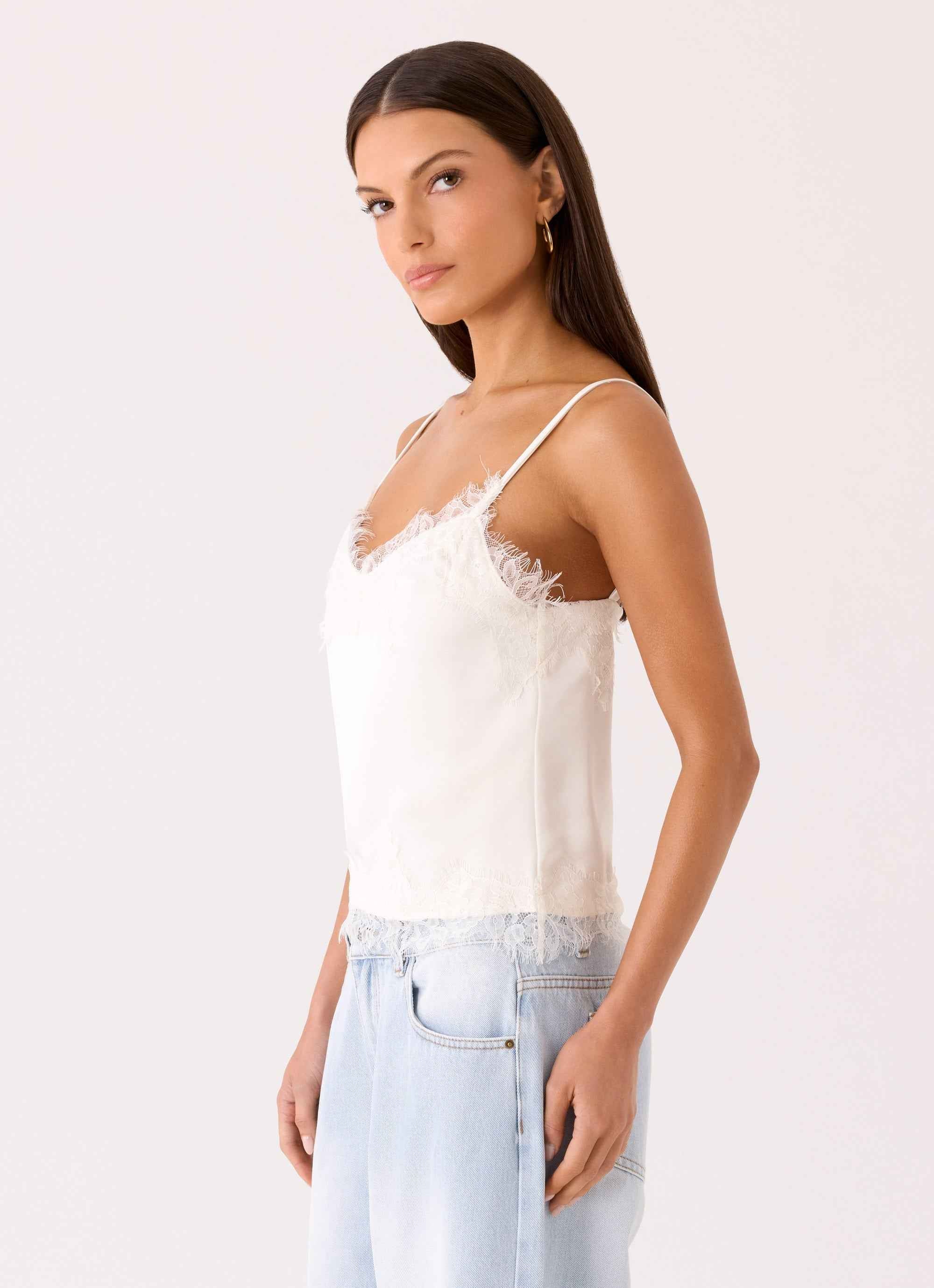 Ellora Mini Cami Top - Ivory Lace