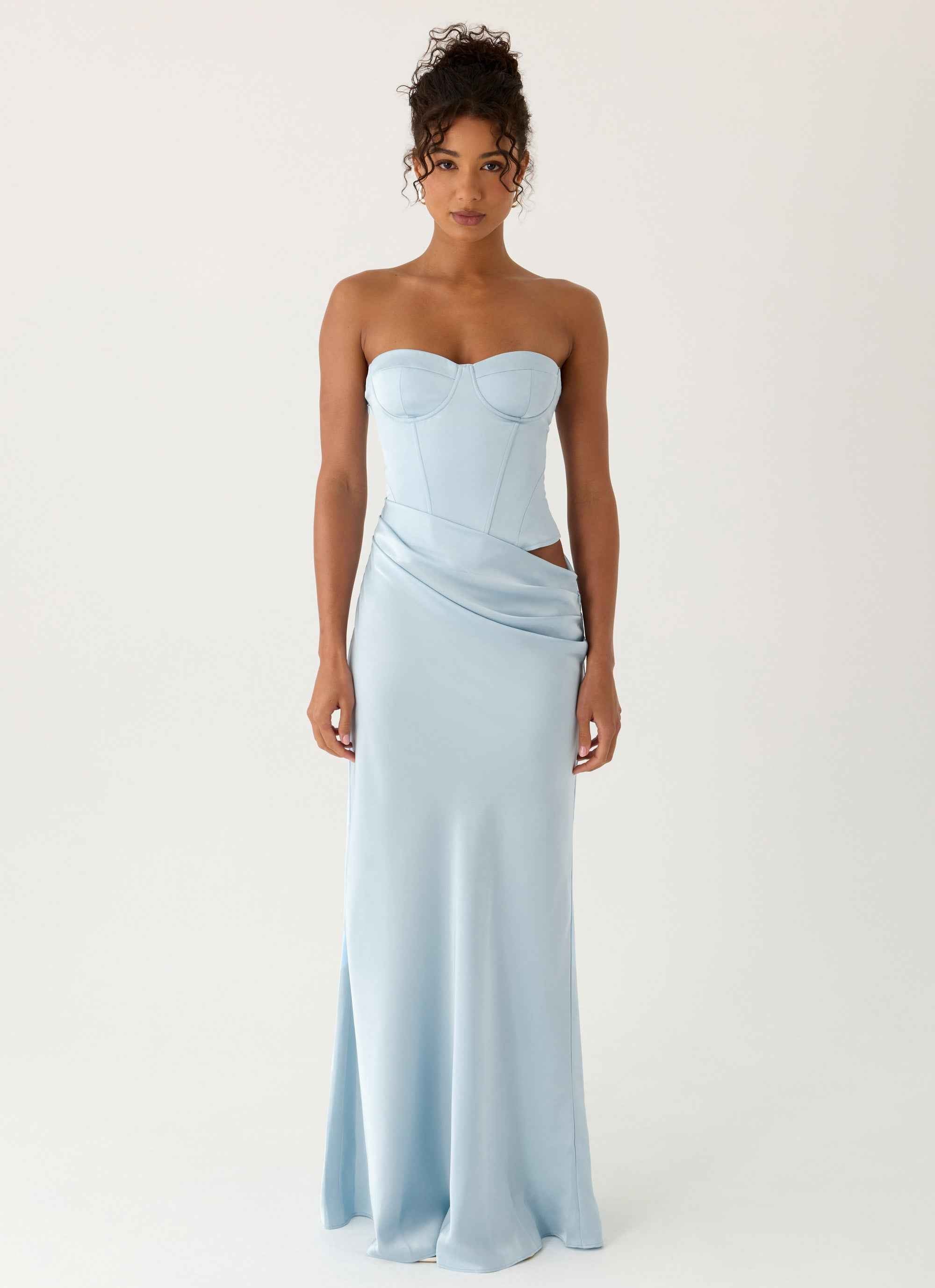 Emory Maxi Dress - Blue Corset Strapless