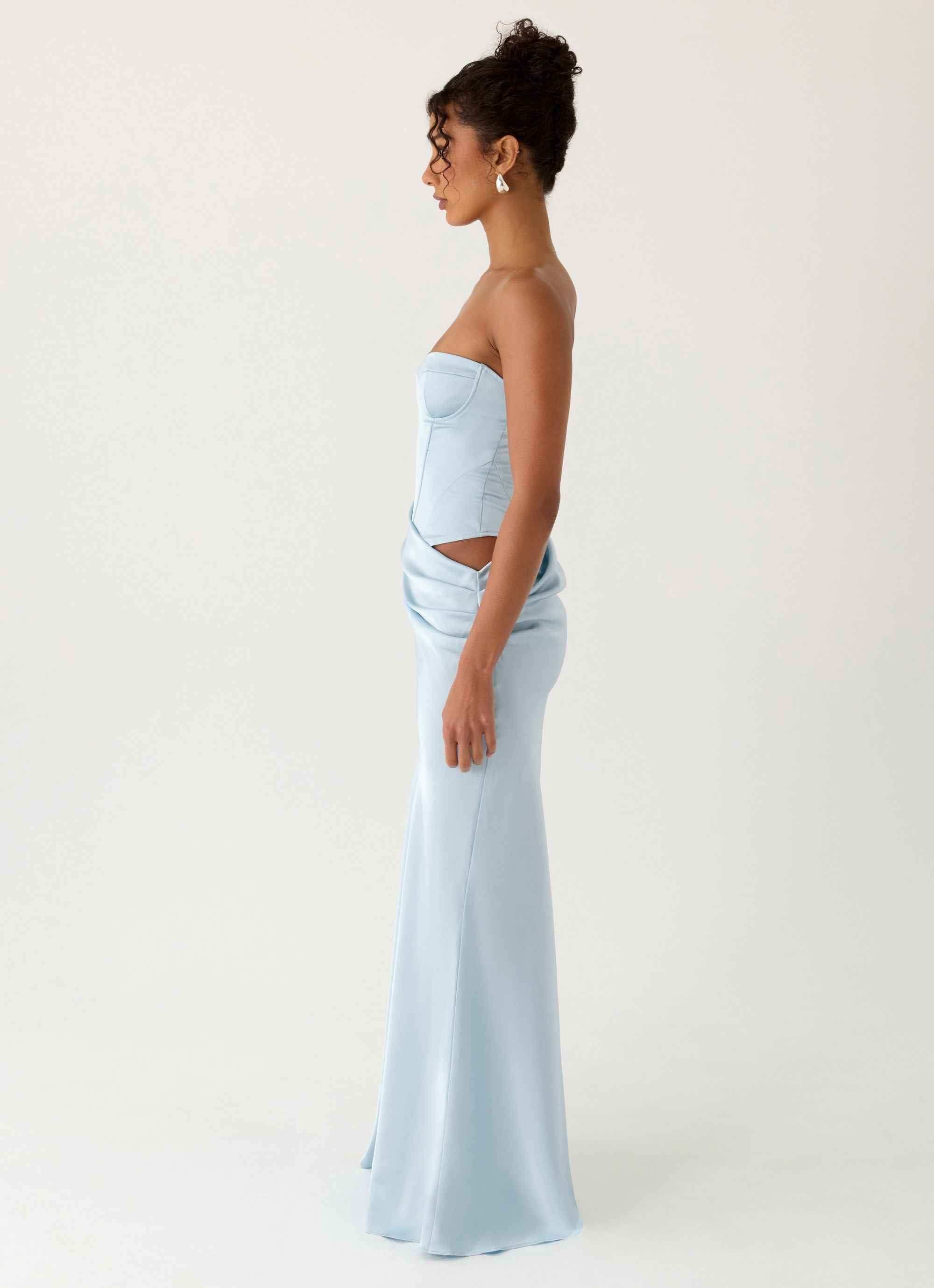 Emory Maxi Dress - Blue Corset Strapless