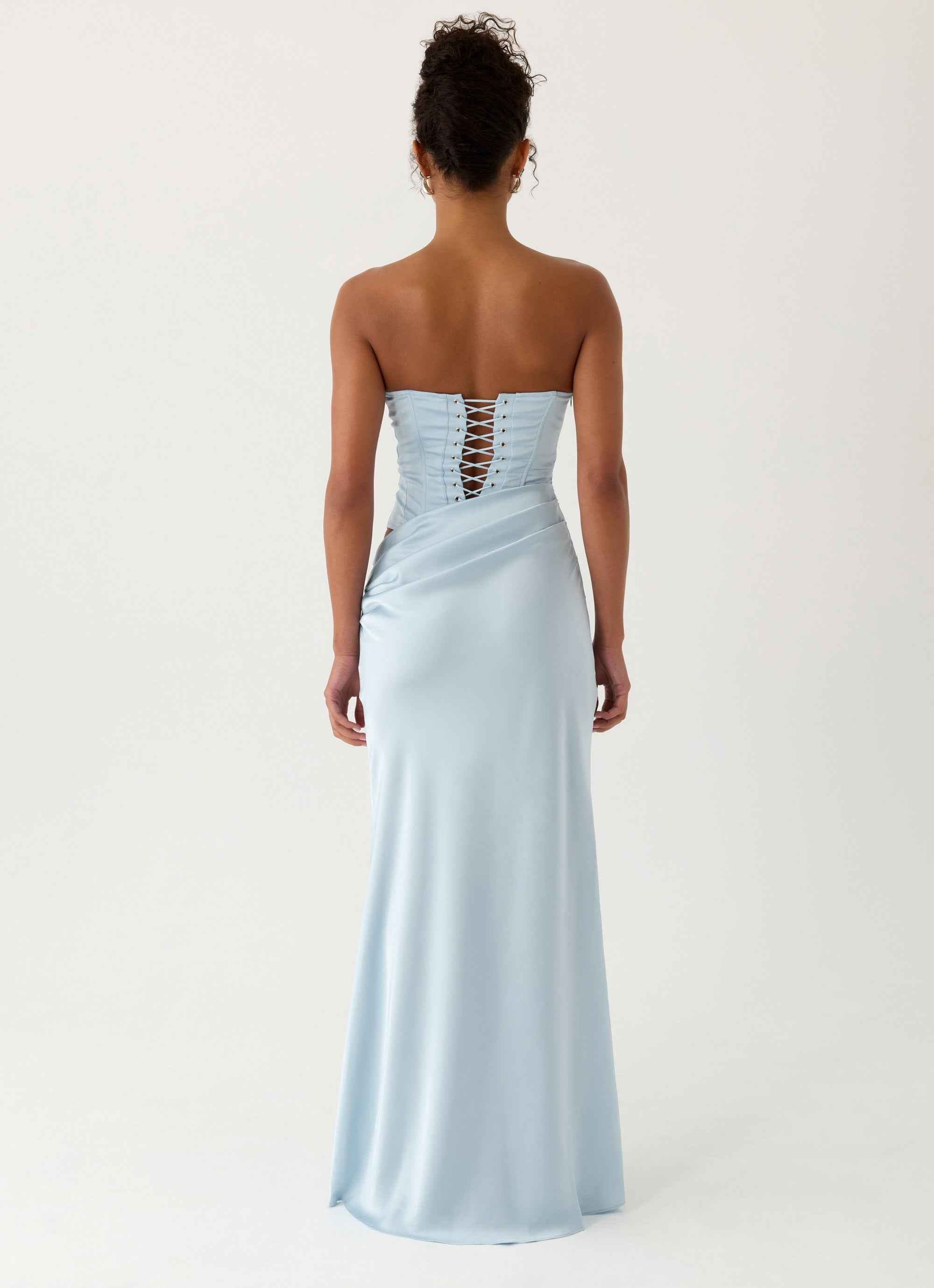 Emory Maxi Dress - Blue Corset Strapless