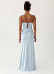 Emory Maxi Dress - Blue Corset Strapless