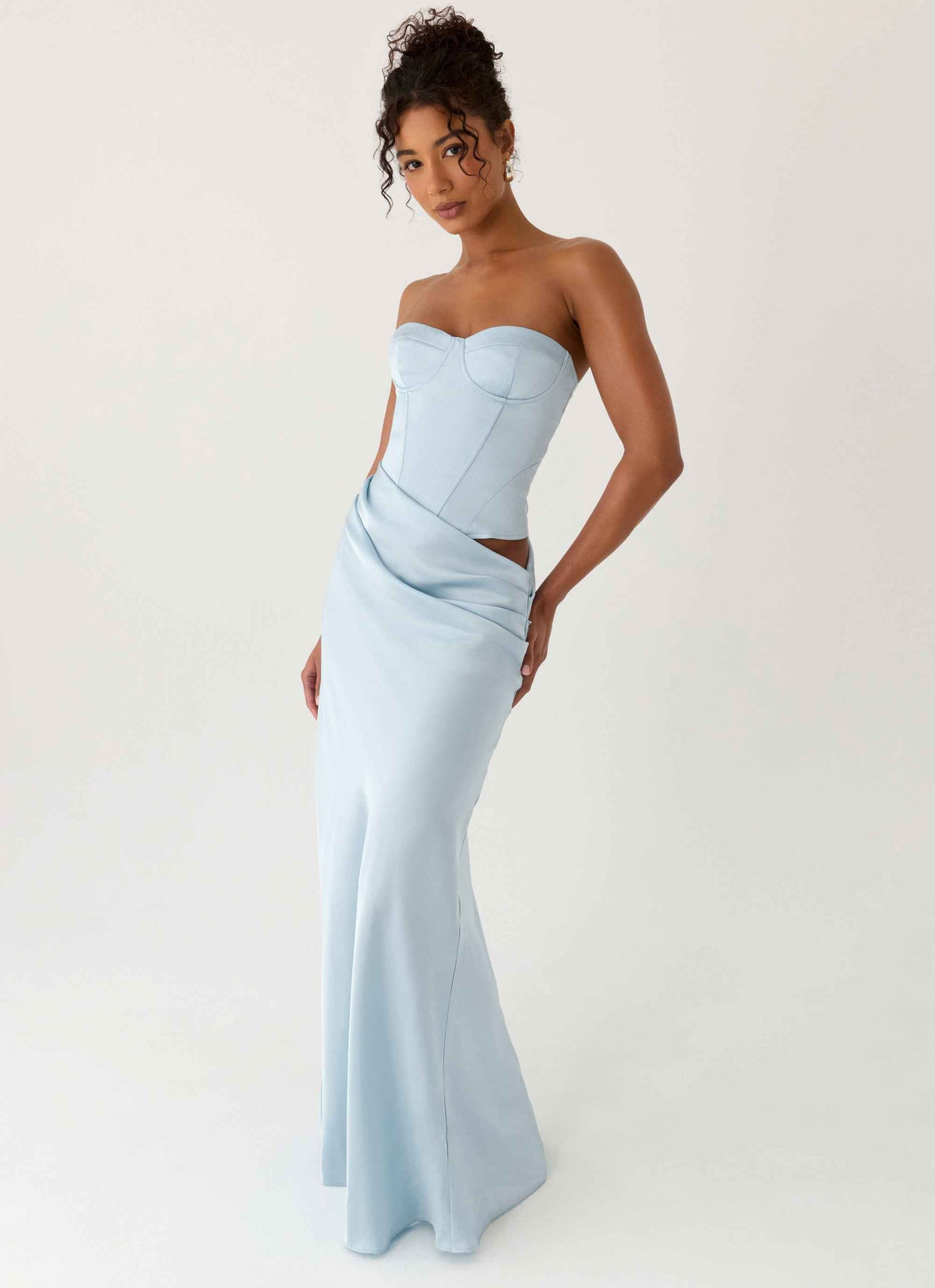 Emory Maxi Dress - Blue Corset Strapless