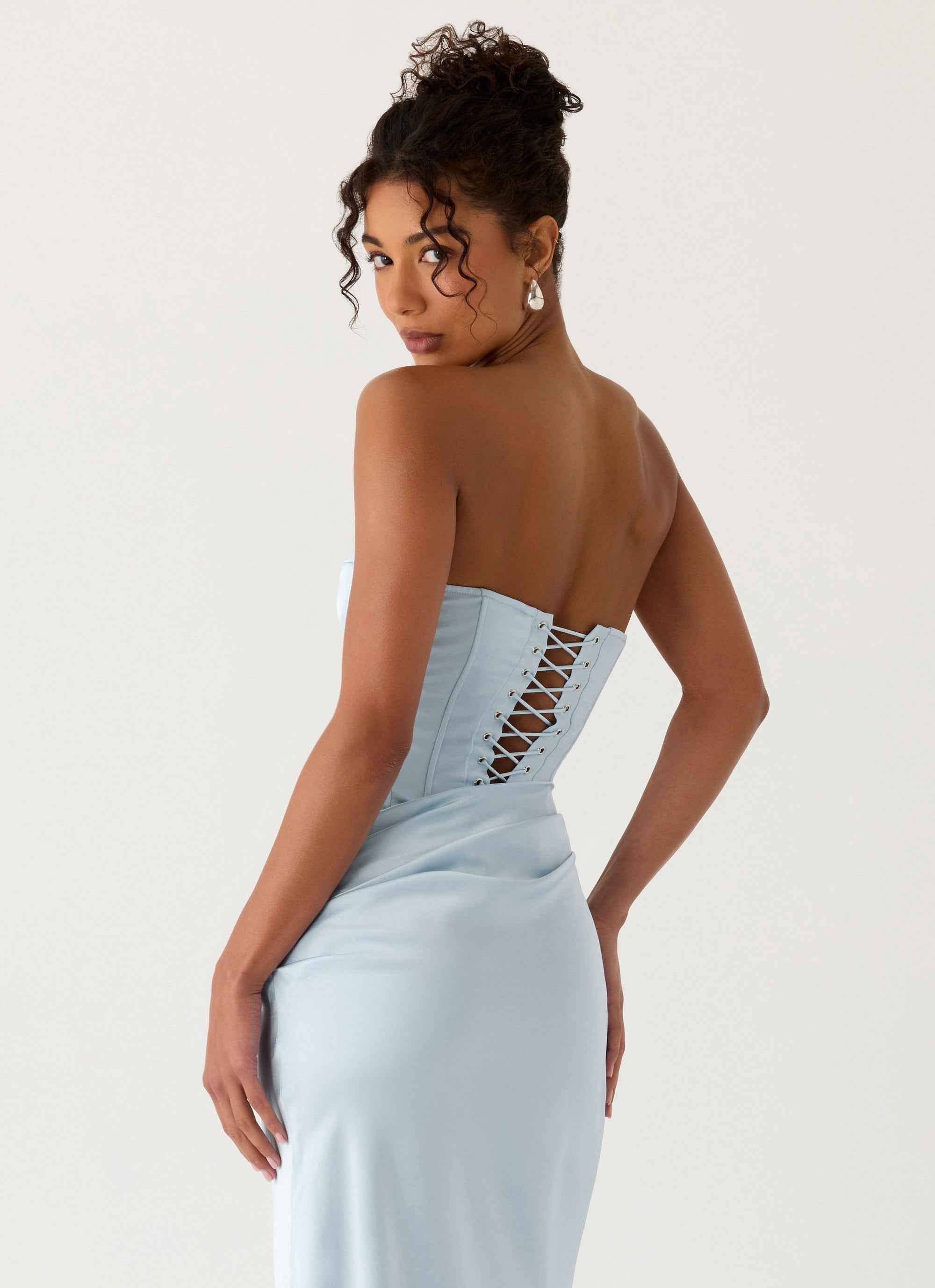 Emory Maxi Dress - Blue Corset Strapless