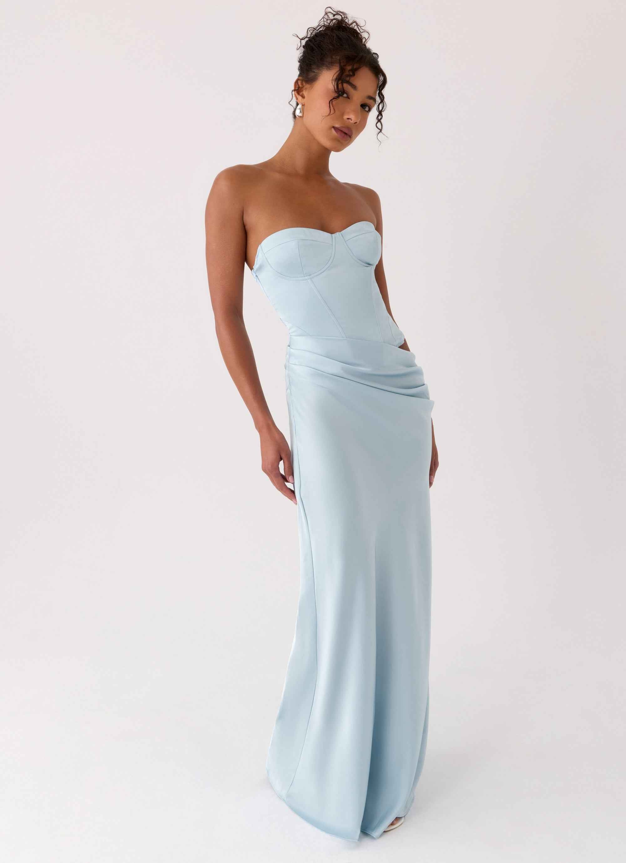 Emory Maxi Dress - Blue Corset Strapless