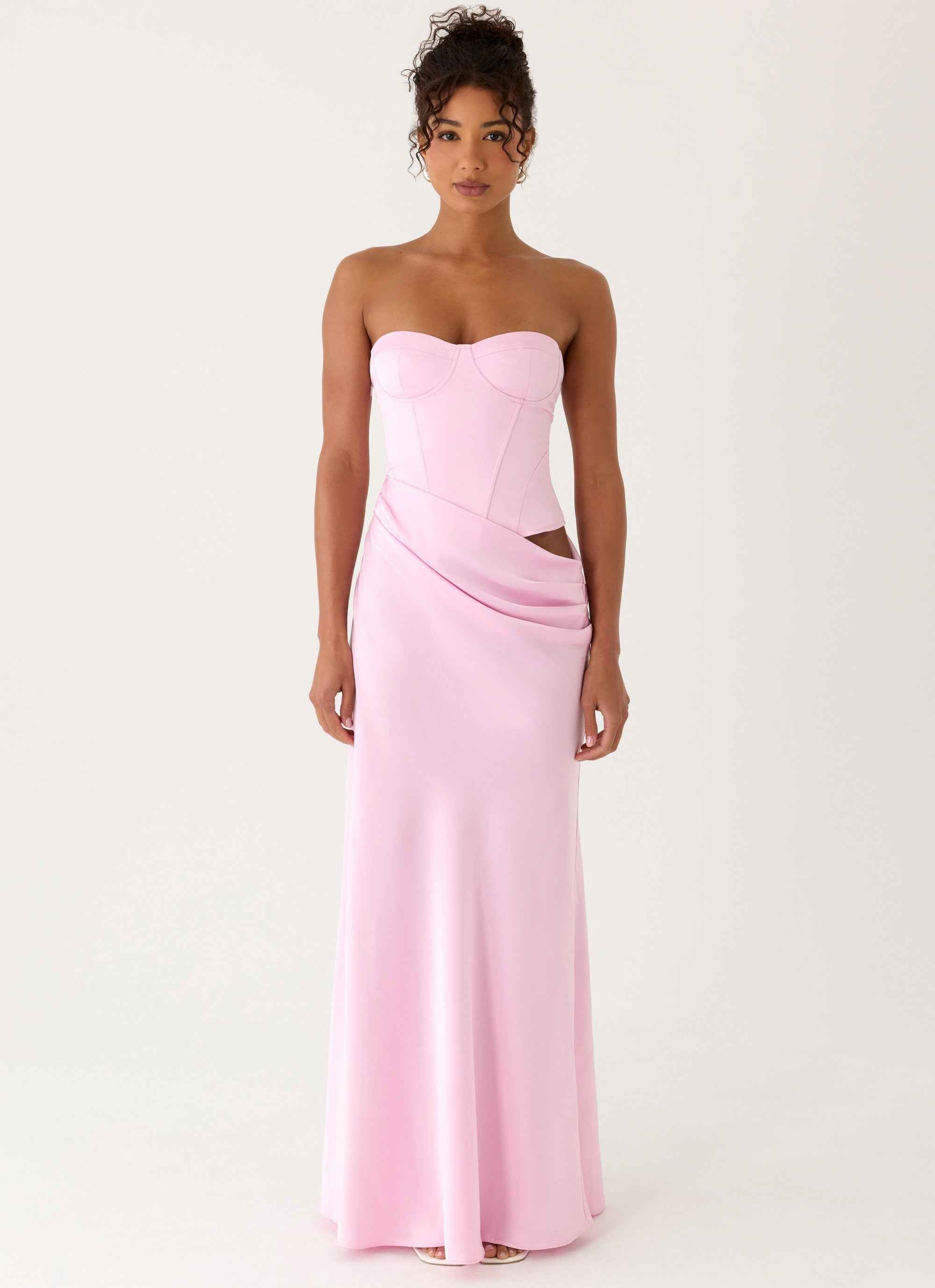 Emory Maxi Dress - Pink Corset Strapless