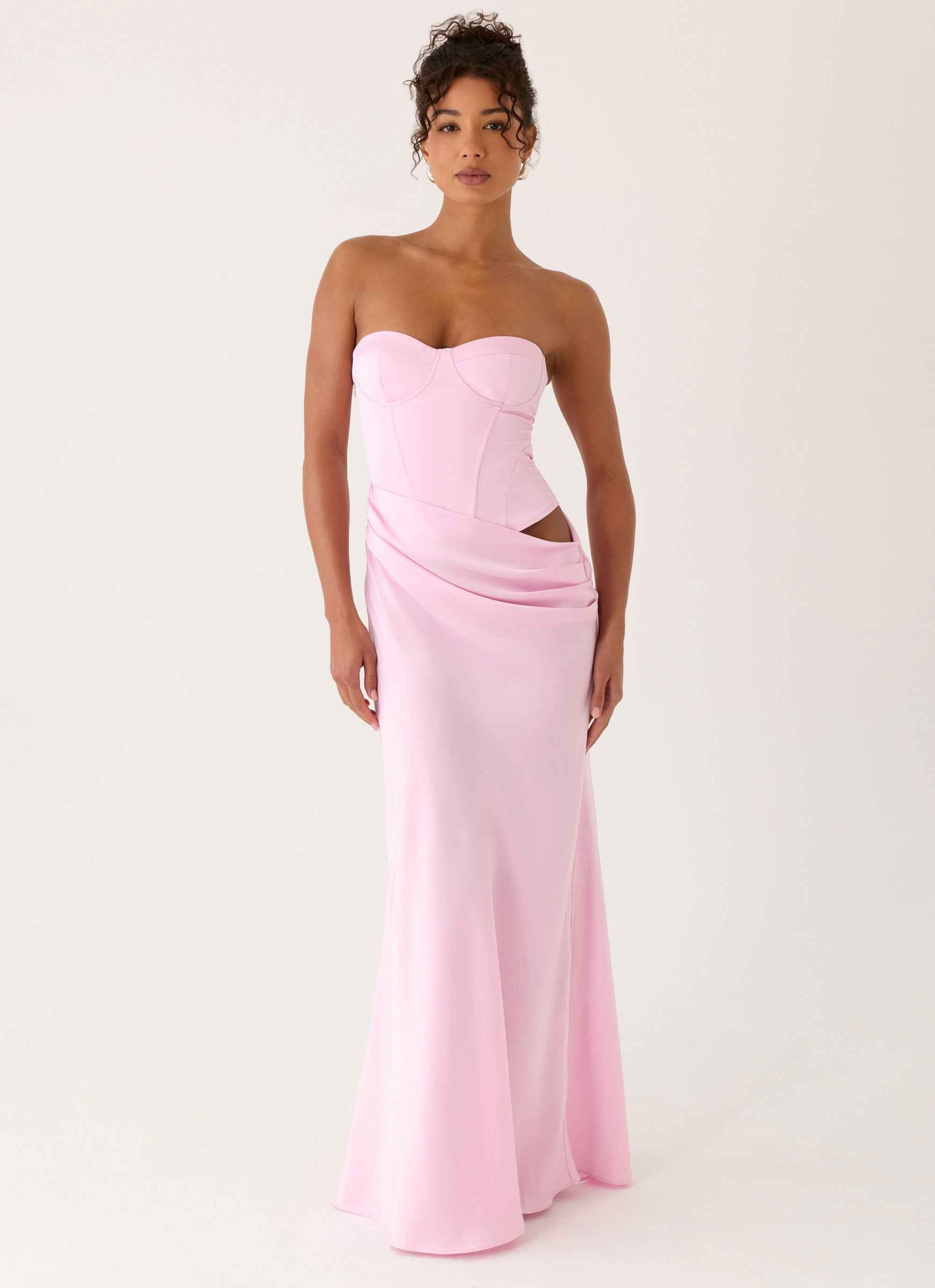 Emory Maxi Dress - Pink Corset Strapless
