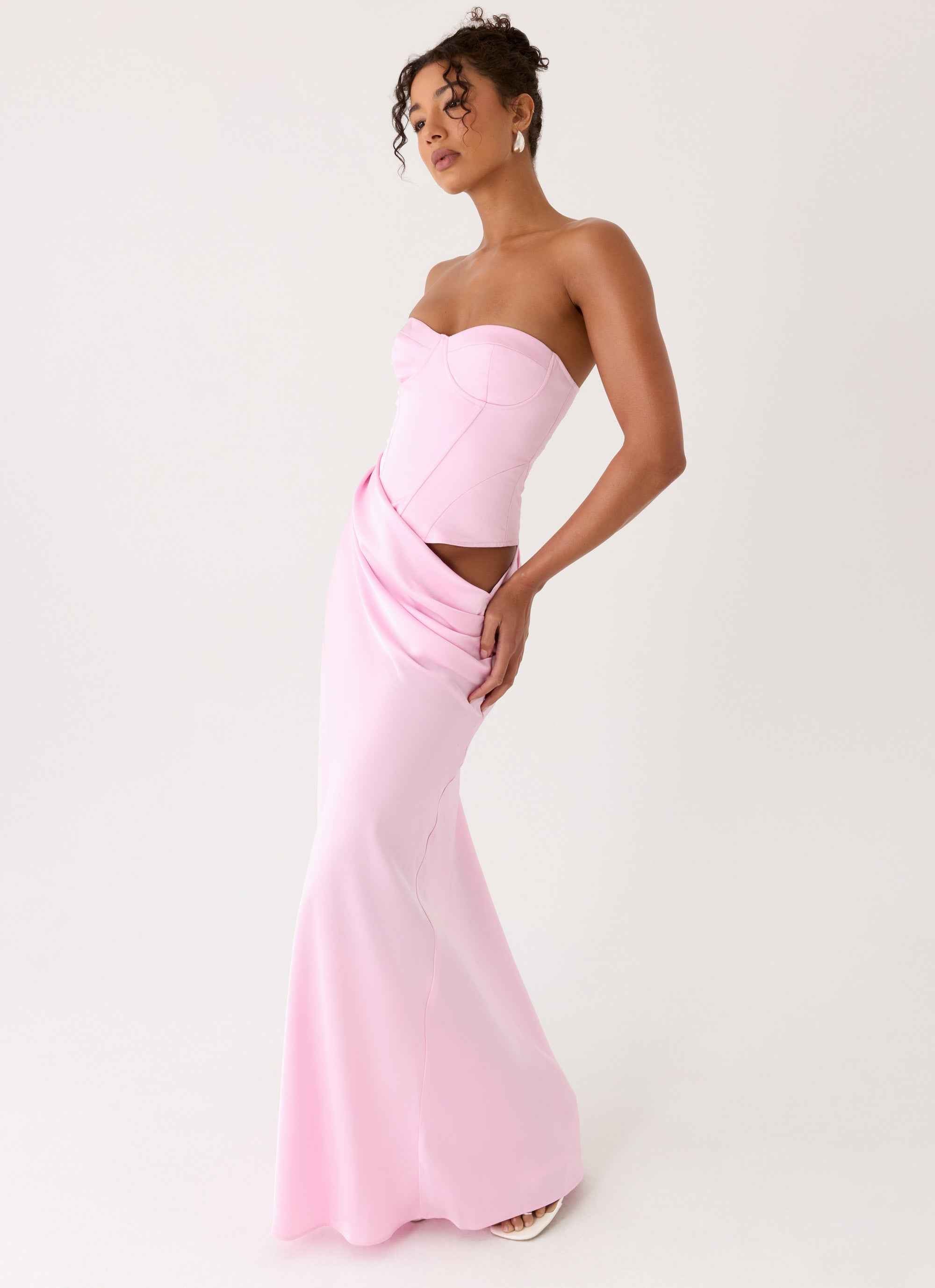 Emory Maxi Dress - Pink Corset Strapless