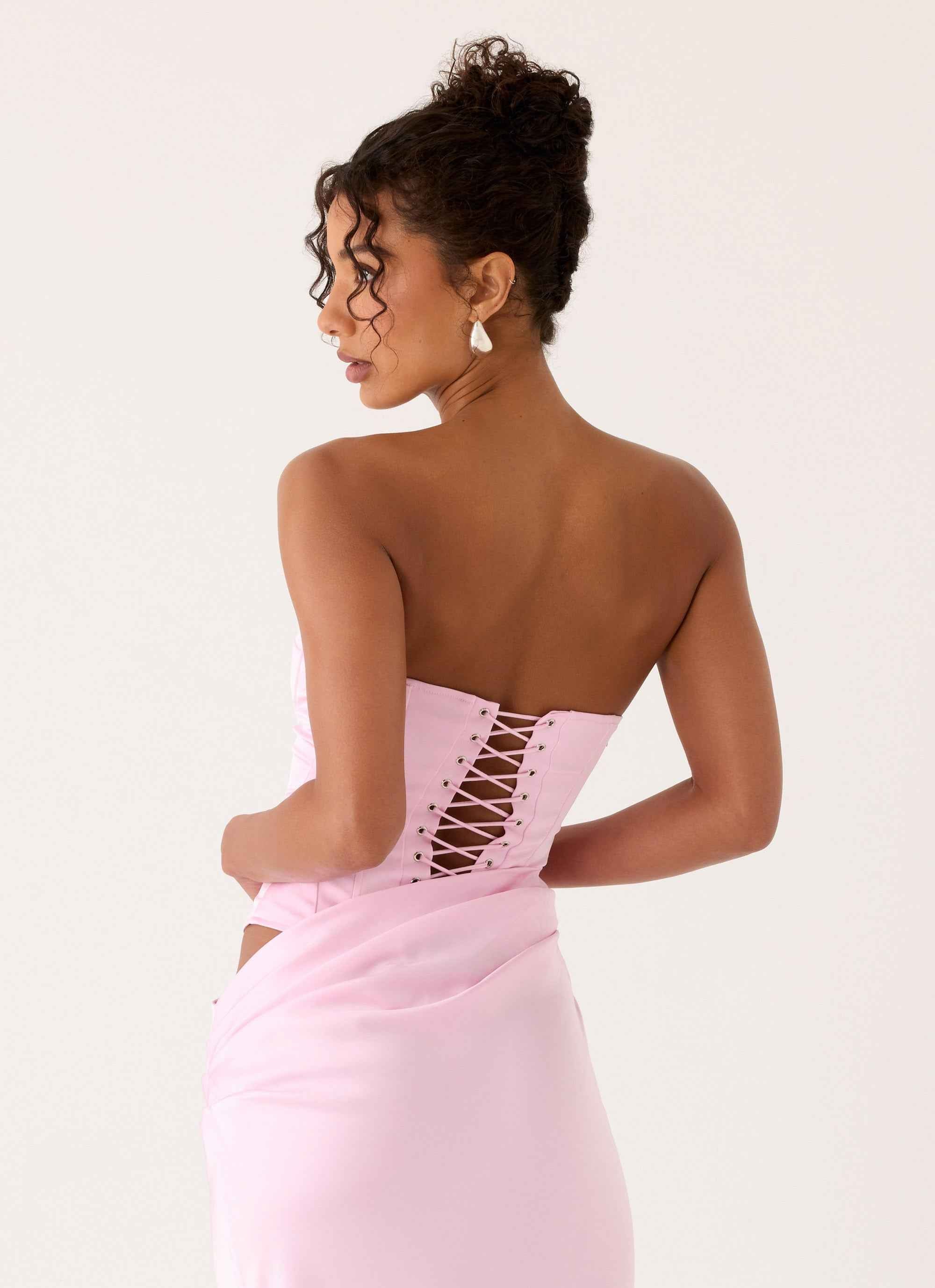 Emory Maxi Dress - Pink Corset Strapless
