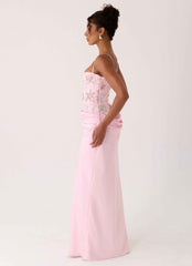 Euphoric Maxi Dress - Pink Beaded Corset