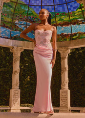 Euphoric Maxi Dress - Pink Beaded Corset