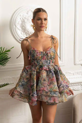 FITTED RUFFLED MINI PARTY COCKTAIL DRESS