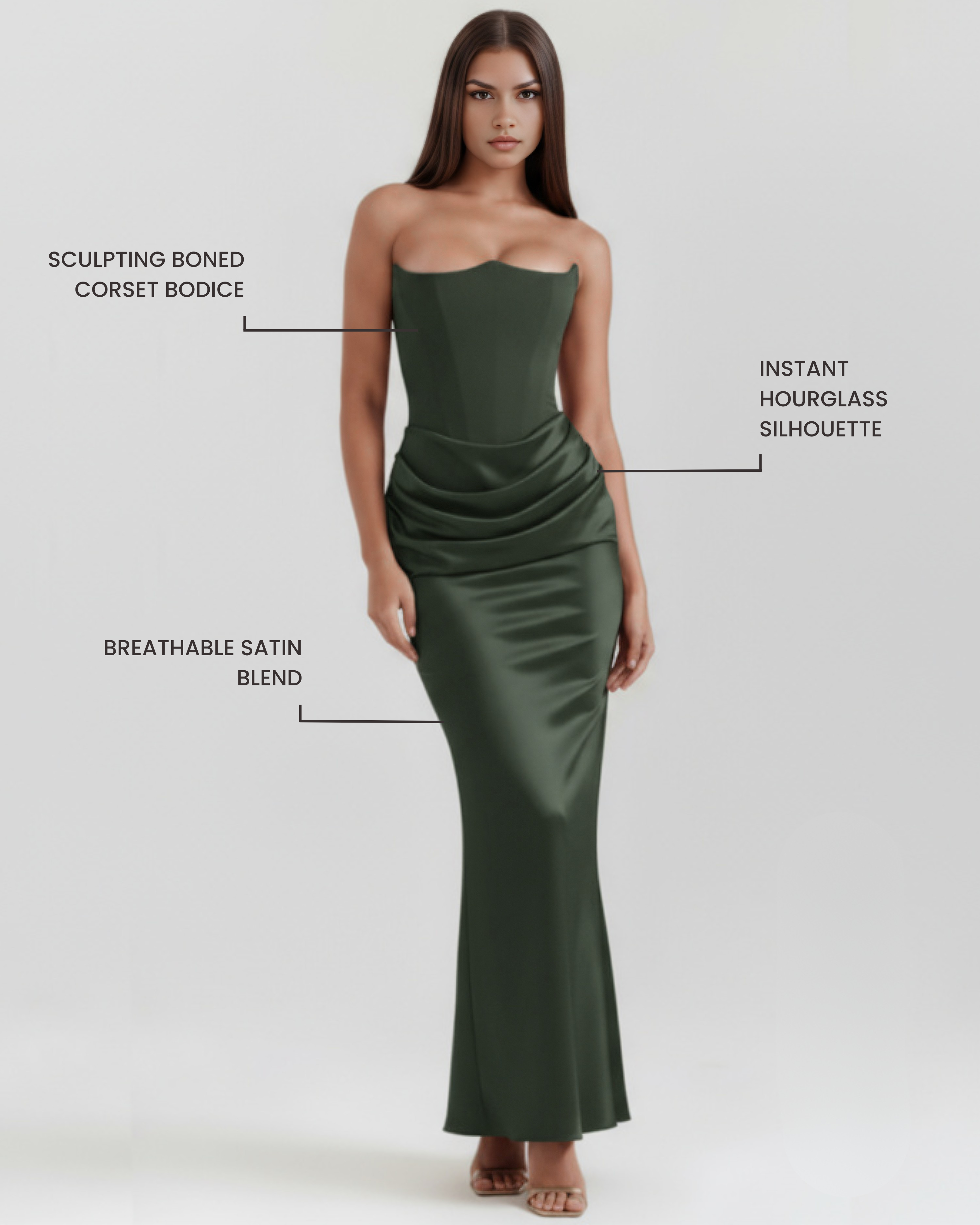 Almond Muse Style, Boned Bodice, Glamorous Events