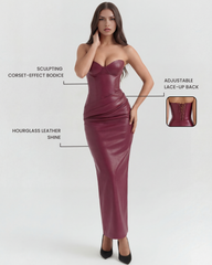 Strapless Vegan Leather, Lace-Up Back, Special Occasions