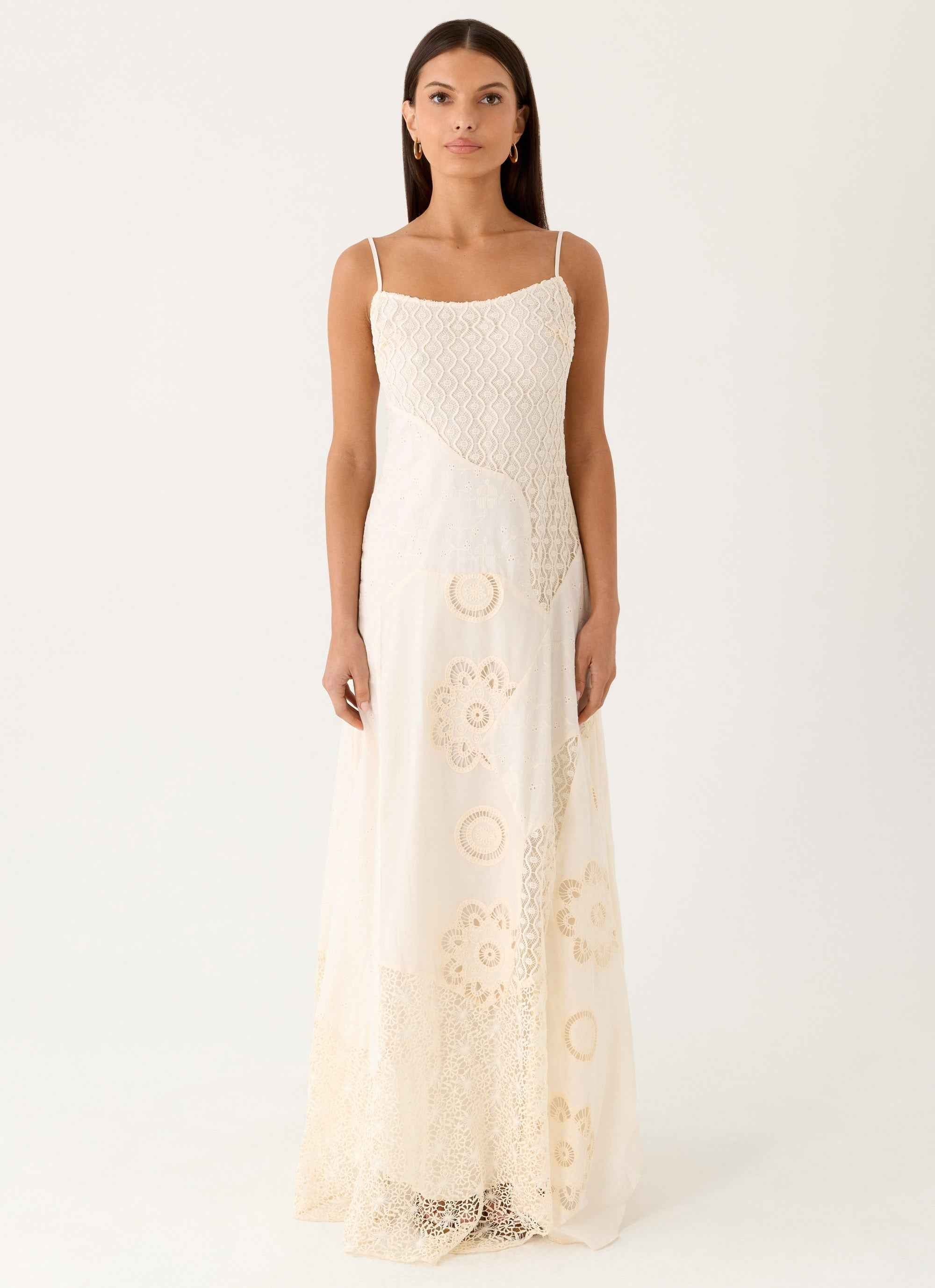 Fabienne Maxi Dress - Ivory Broderie Spliced