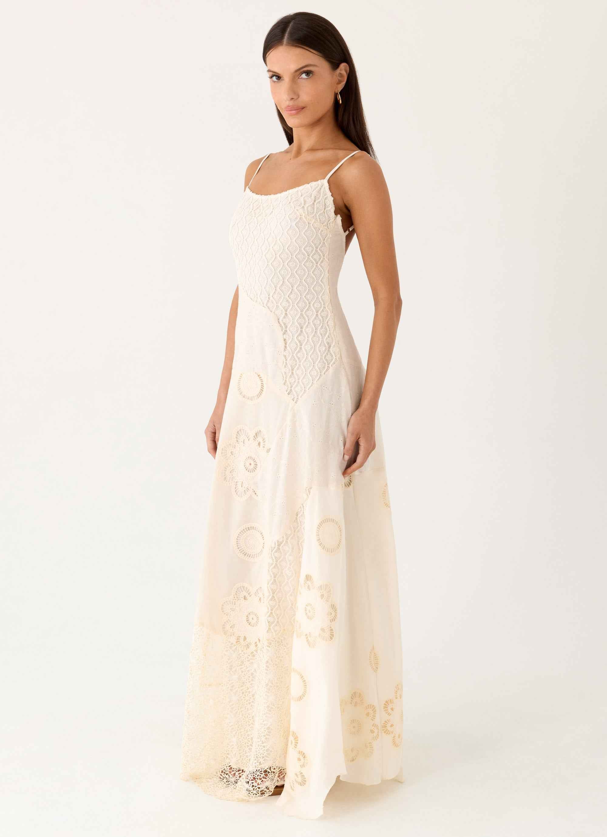 Fabienne Maxi Dress - Ivory Broderie Spliced