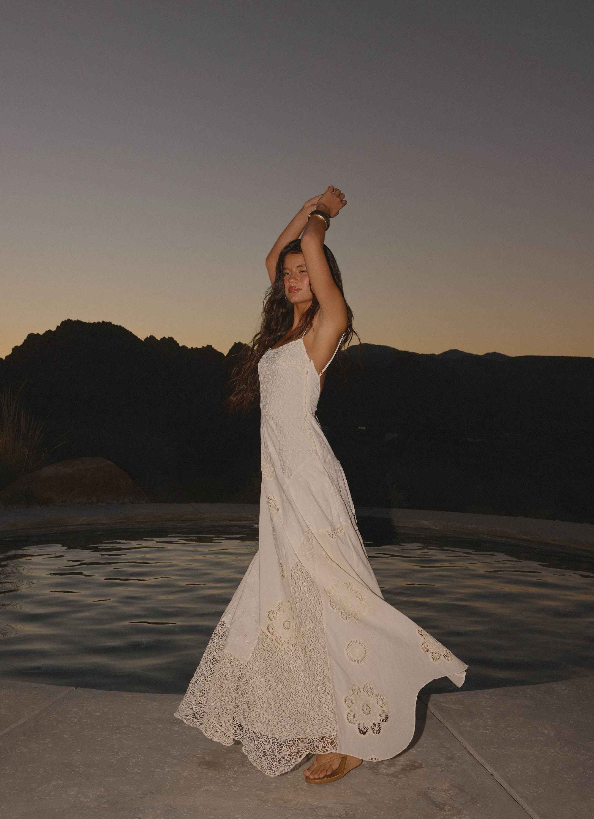 Fabienne Maxi Dress - Ivory Broderie Spliced