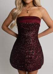 Fever Dream Sequin Contrast Mini Dress - Burgundy