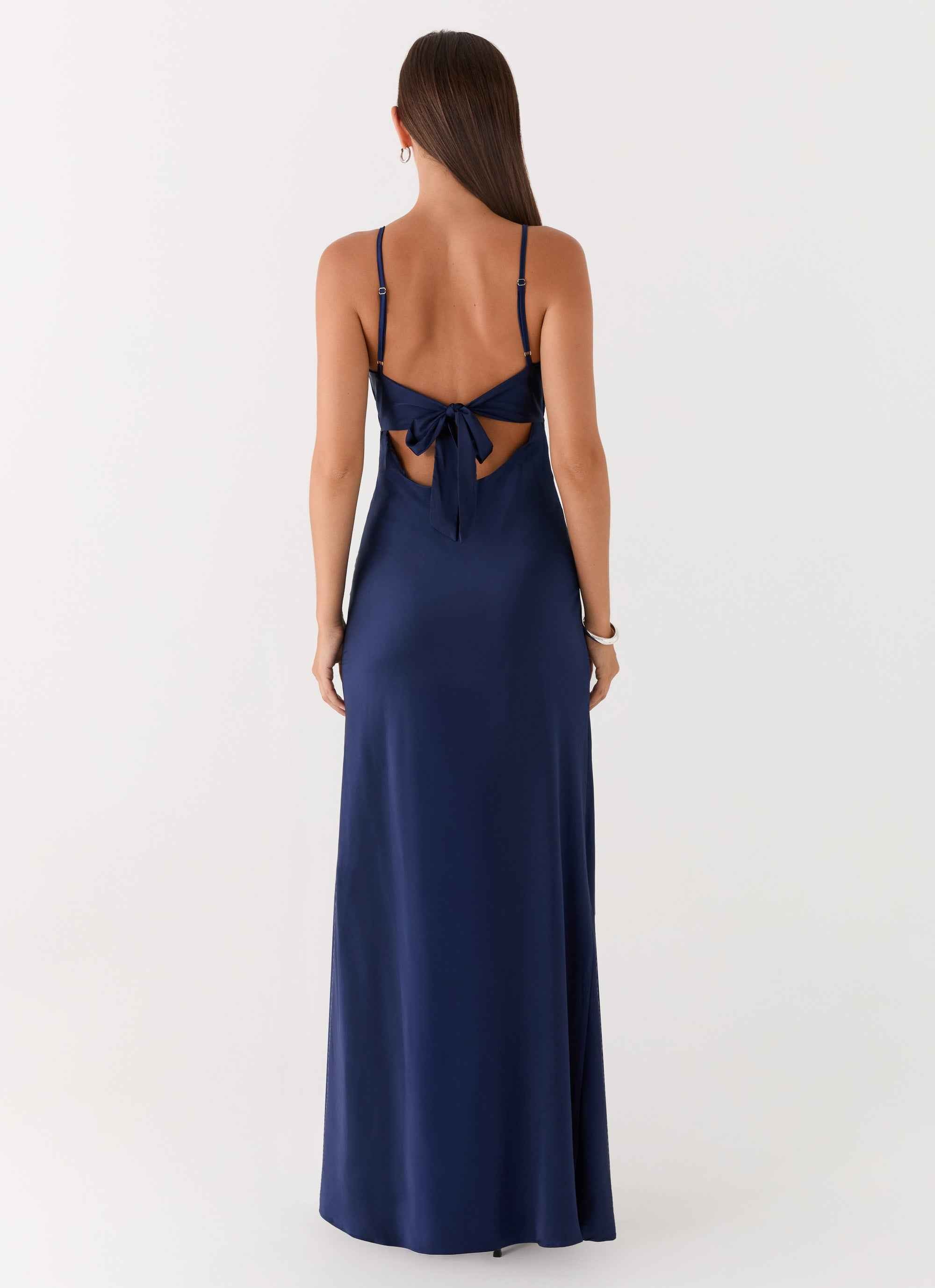 Flora Maxi Dress - Navy Satin