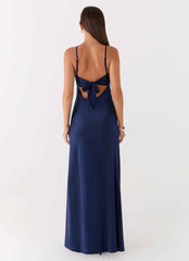 Flora Maxi Dress - Navy Satin
