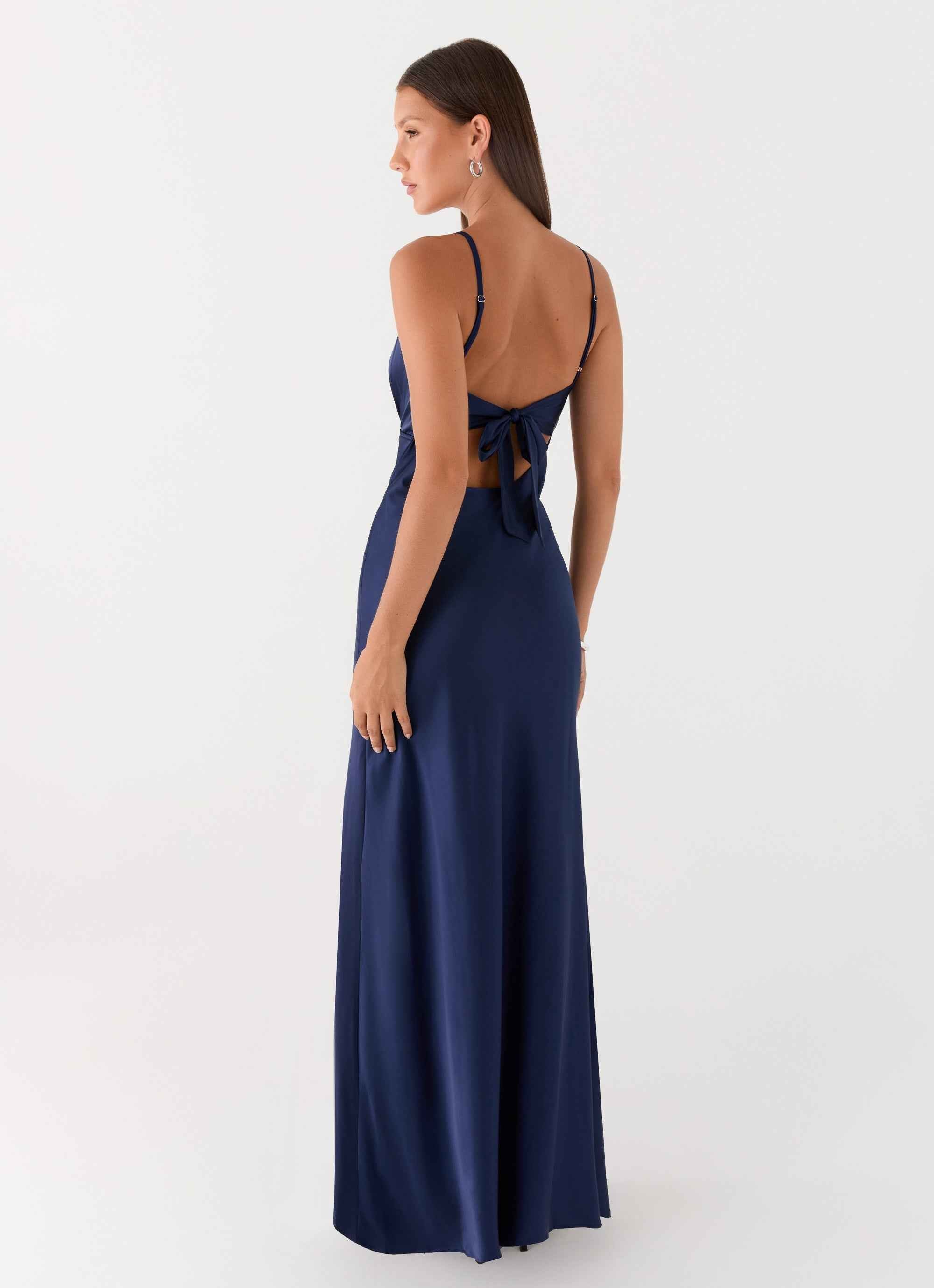 Flora Maxi Dress - Navy Satin