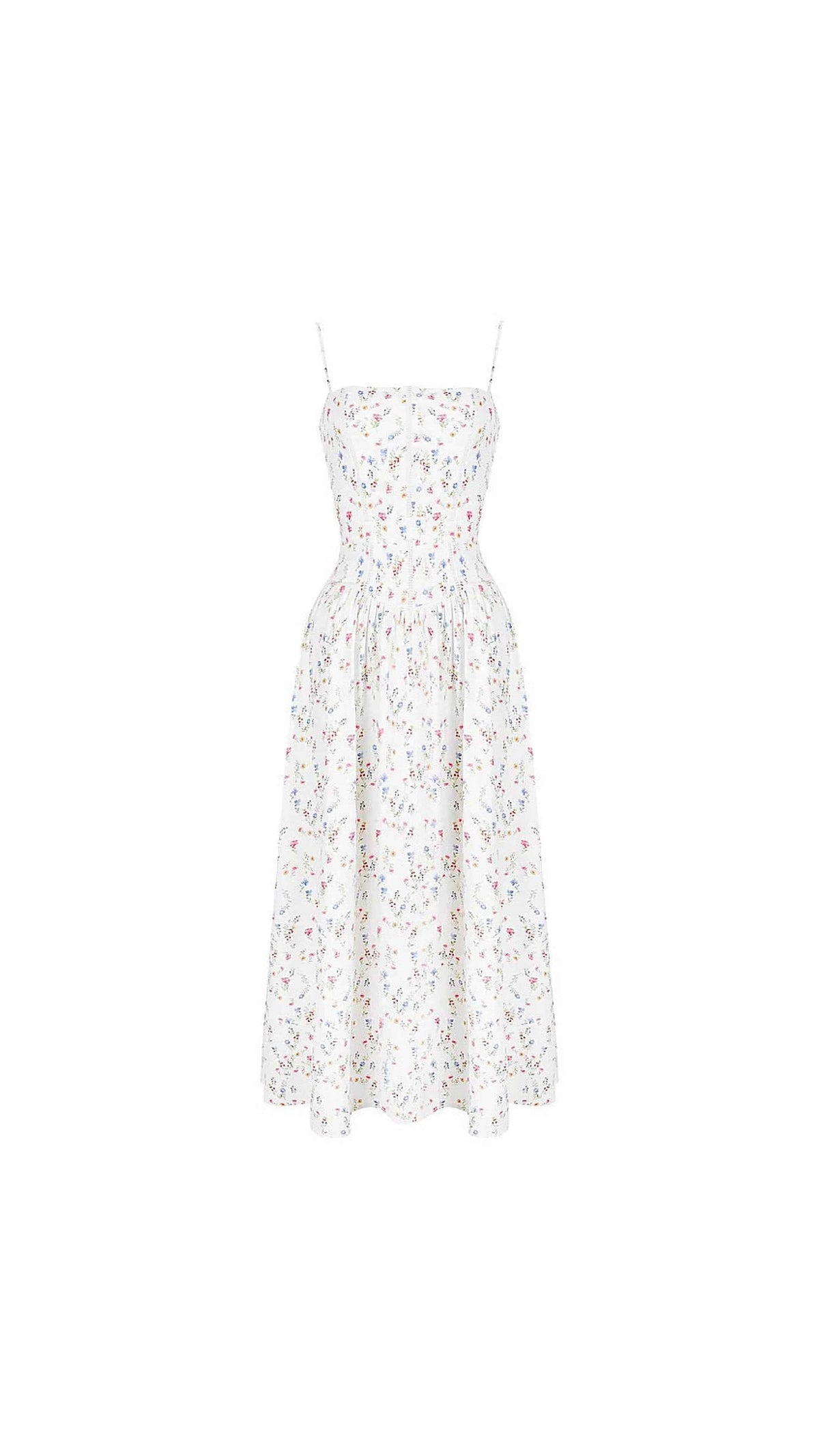 Serena White Floral Midi Dress
