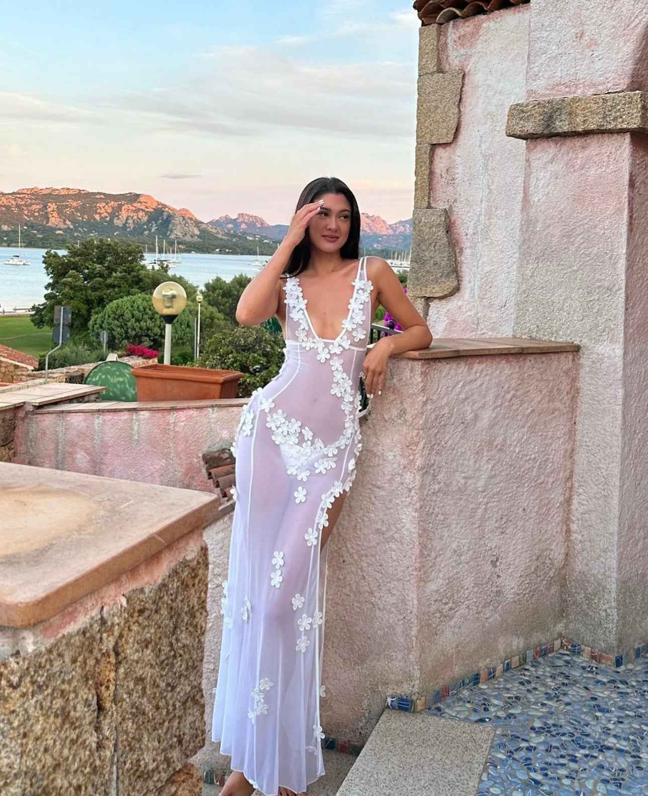 Isabella Sheer Floral Maxi Gown