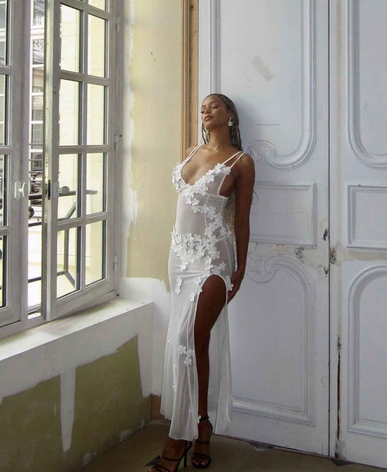Isabella Sheer Floral Maxi Gown