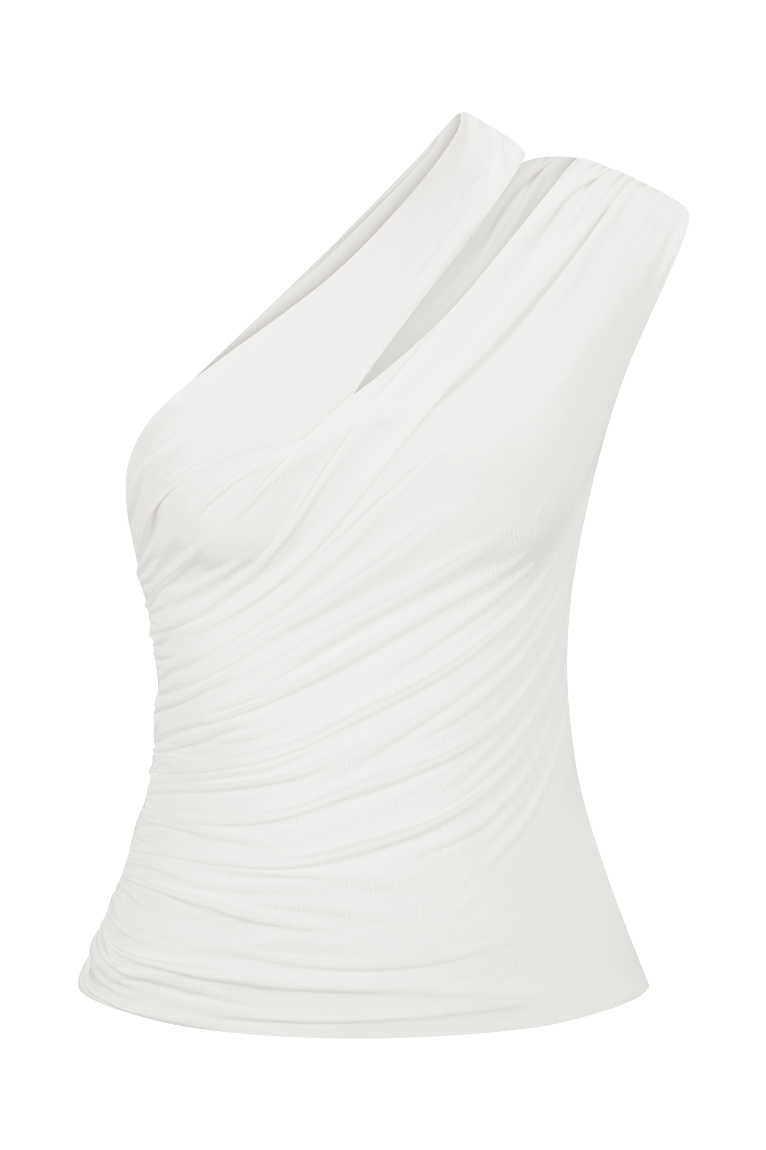 Anna White One Shoulder Modal Top