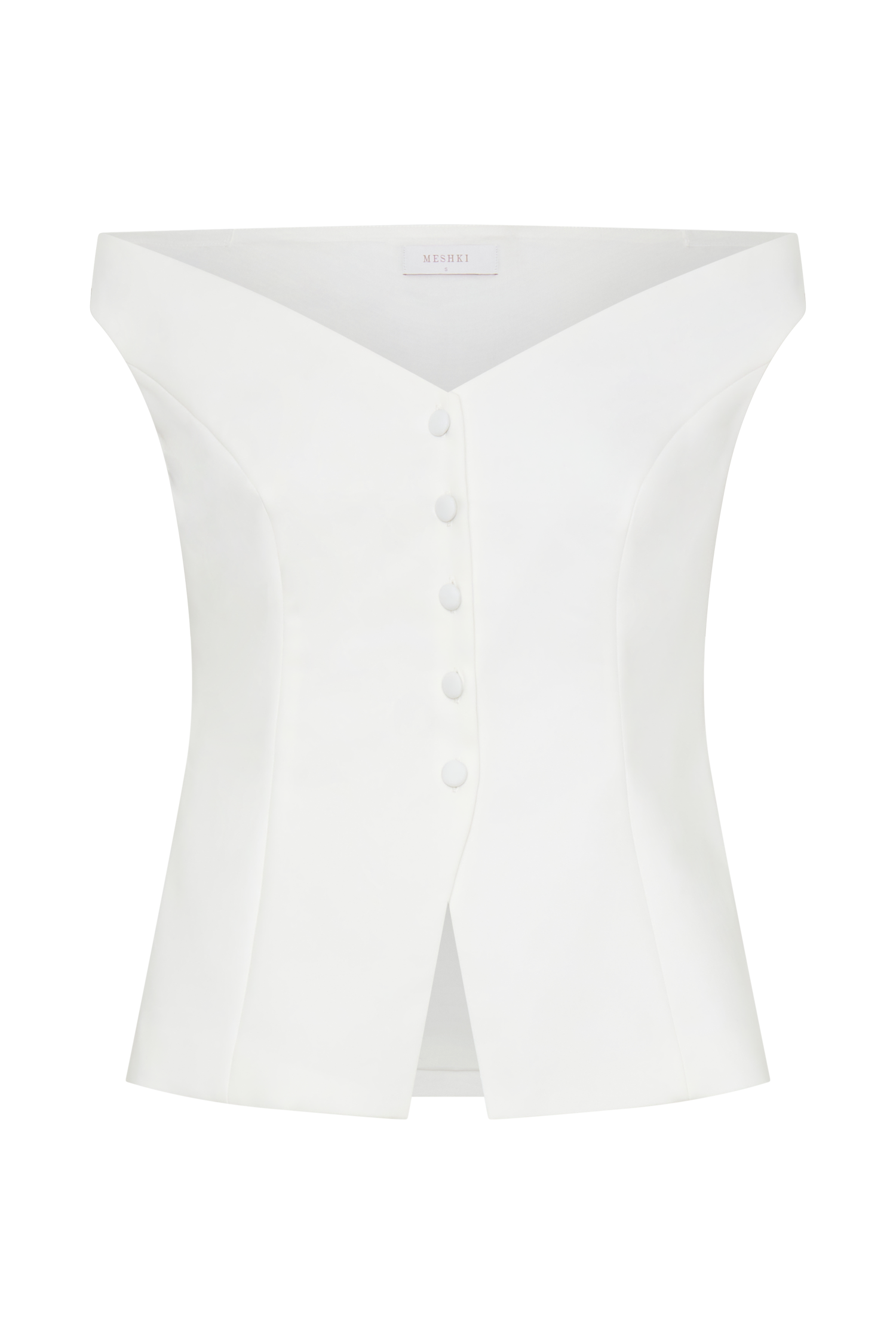 Billie White Off-Shoulder Button Top