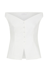 Billie White Off-Shoulder Button Top