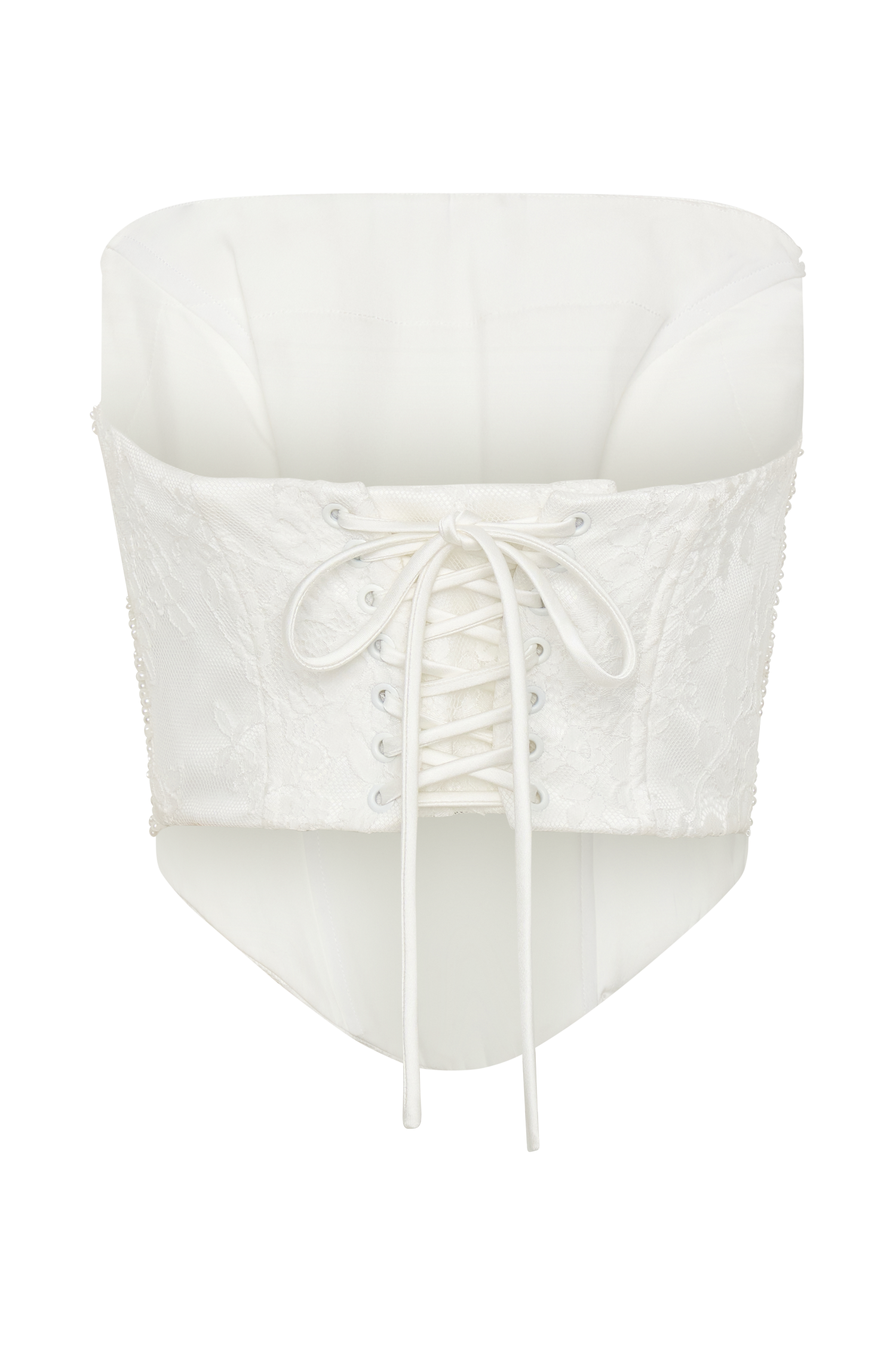 Camille Ivory Beaded Satin & Lace Corset Top